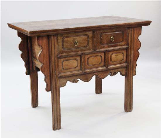 A Chinese elm side table, W.3ft 10in.